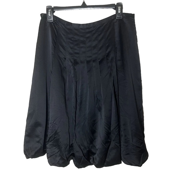Ann Taylor Dresses & Skirts - Ann Taylor Skirt Size 8 Pleated Flouncy Shiny Black Side Zip Dressy Silk Wool